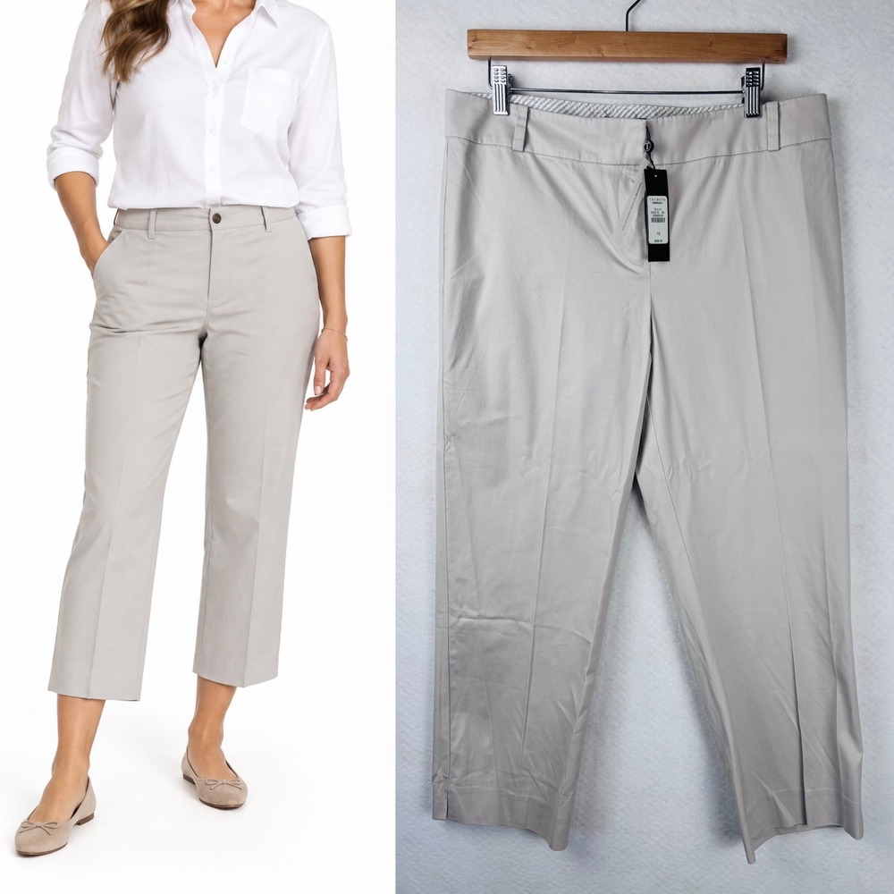 Talbots Signature Crop Straight Leg Pants 10 Business Casual Khaki Business NWT